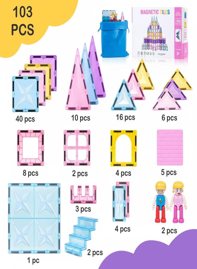 SNAPTRON Magnetic Blocks for Kids Tiles -103Pieces Set Gifts for Girls, Boys, Magnetic Blocks for Kids 3+ Years, 4 5 6 7 8 9 10/ Constructing & Learning Builder Educational Magnatiles Game - Image 2